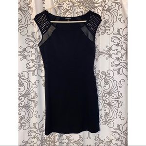 Black Express dress with gems and faux leather detailing